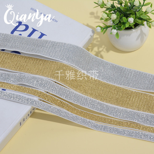 multi-size black and white spot gold wire shoulder strap silver wire elastic band woven elastic tape accessories factory direct supply