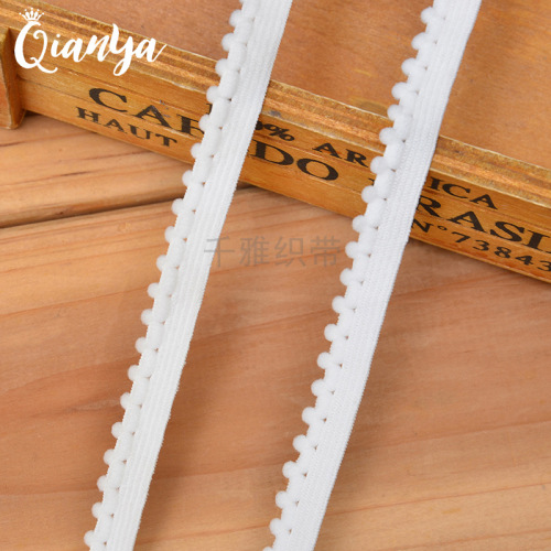 1.2cm white fur ball elastic band high elastic ribbon clothing sexy clothing textile factory direct supply