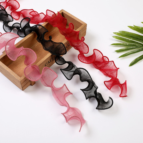 4cm Yarn Strip Copying Yarn Band Ruffled Ribbon Edge Estic Band Clothing Hair Accessories Accessories Wholesale