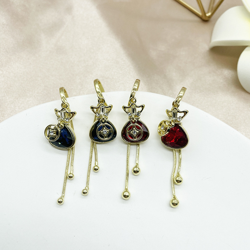 长款流苏耳坠时尚耳圈中国风新年钱袋福袋耳环耳钉女耳饰