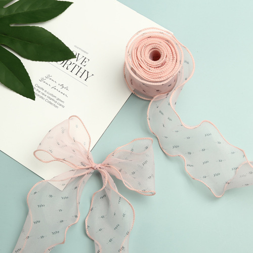 Factory Direct Supply Korean Ribbon Wave Mesh Lace Bow Hair Accessories DIY Hair Accessories Hair Band