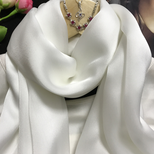 silk scarf women‘s summer thin versatile long scarf neck protection mulberry silk solid color sun protection white silk scarf outer shawl
