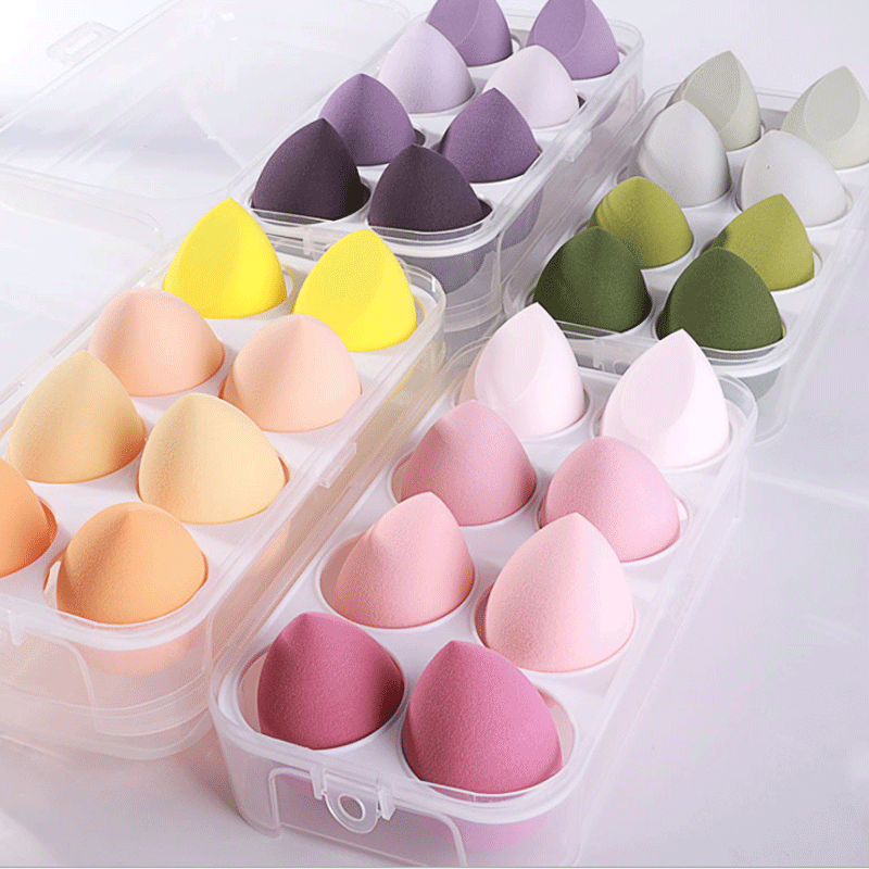 Cosmetic Egg Smear-Proof Makeup Four-Grid Set Wet and Dry Beauty Blender Puff Beauty Blender High-Profile Figure Sponge Egg Gift Box