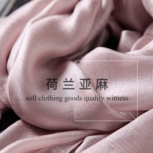 Women‘s Silk Scarf Summer Thin and All-Matching Long Scarf Neck Protection Solid Color Cotton and Linen Scarf Scarf Air Conditioning Outer Wear Sunscreen Shawl