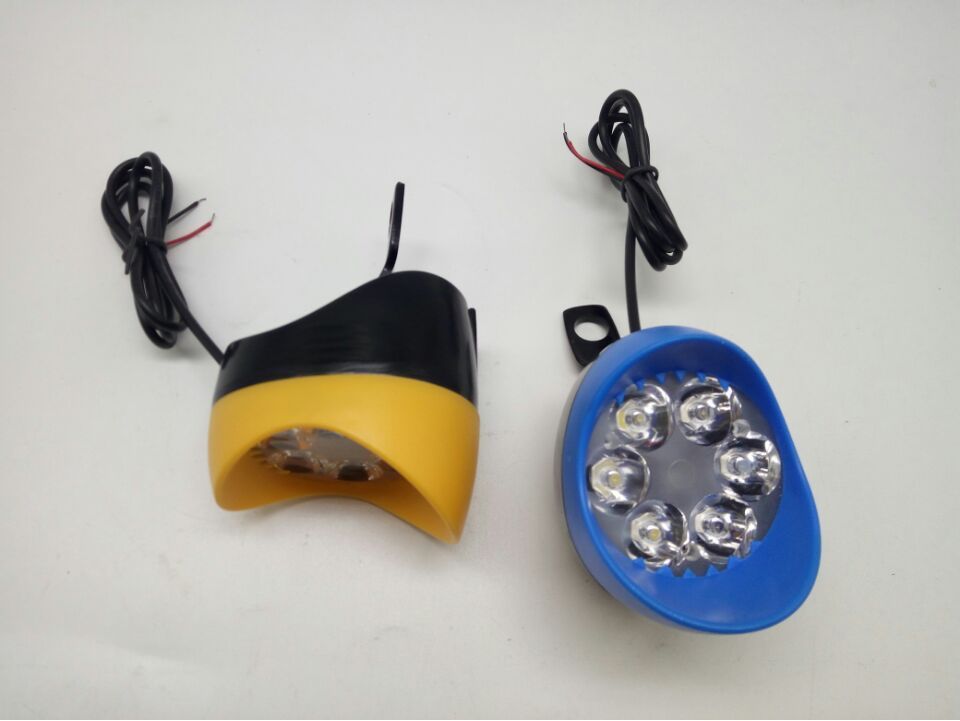 摩托车大灯6灯18W塑壳多色万向支架3030灯珠白光常亮12V2线