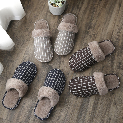 Cotton Slippers Women‘s Autumn and Winter Couple Home Home Warm Thick Bottom Non-Slip Indoor Plush Slippers Winter Men