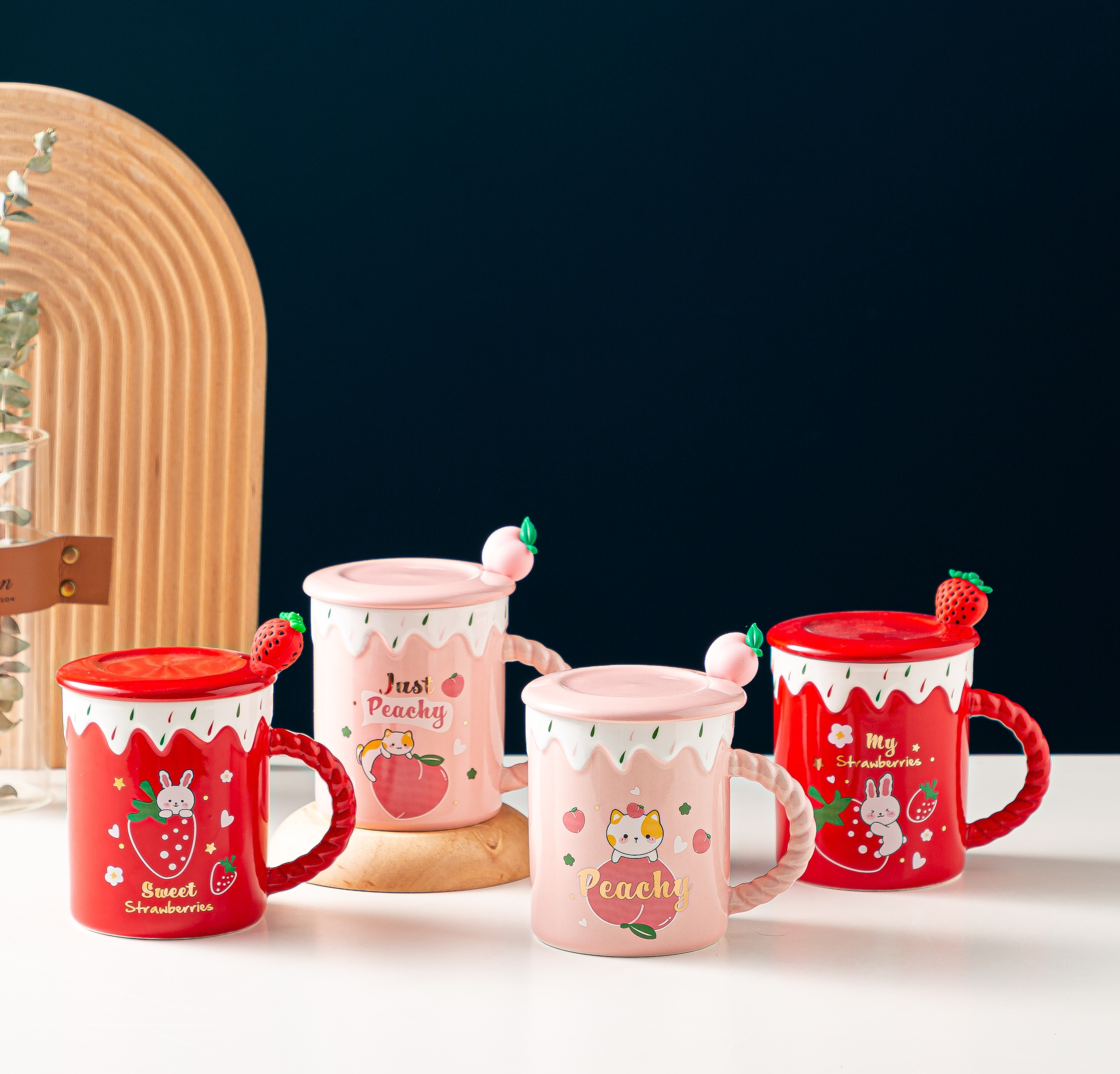 创意草莓陶瓷杯 奶茶饮料学生情侣杯子批发 办公室马克杯定制LOGO