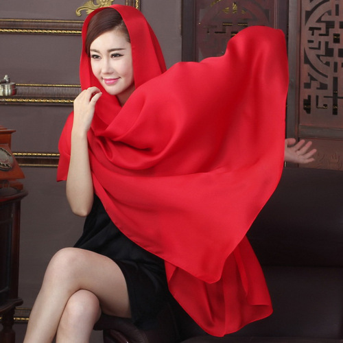 spring and autumn new heavy mulberry silk pure color silk shawl thickened forged scarf scarf wholesale