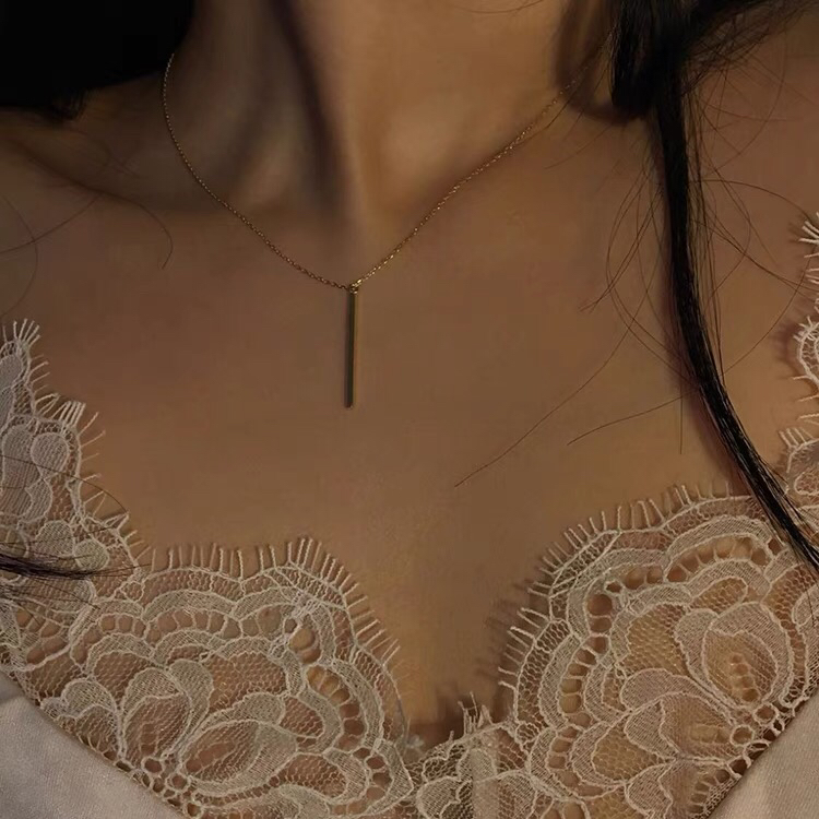 韩版S925银简约几何体项链女 锁骨链简约INS风