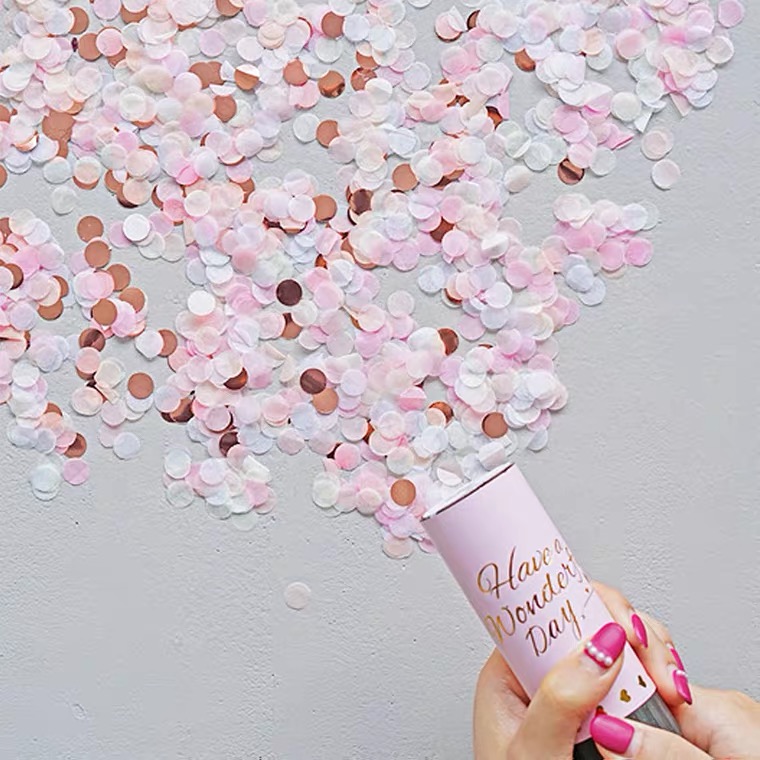 手推弹簧礼炮礼花按钮旋旋节日用品手持纸管透明管五彩纸屑结婚