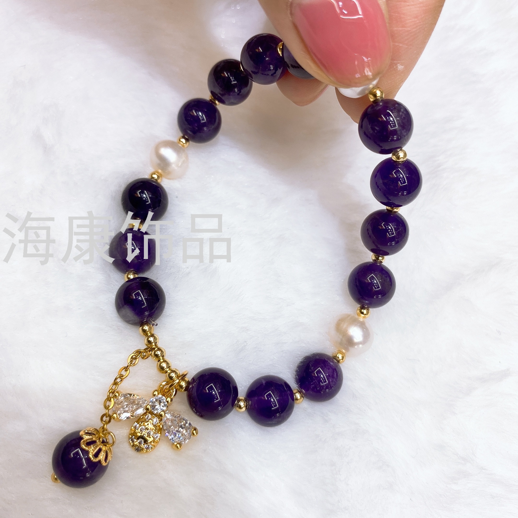 天然石手链紫水晶手链直播爆款手链女士手链女孩手链零售地摊爆款