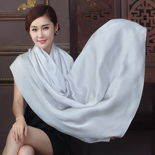 Spring and Autumn New Heavy Mulberry Silk Pure Color Silk Shawl Thickened Forged Silk Scarf Wholesale