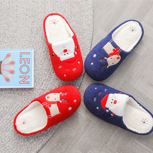 Mute Cotton Slippers Santa Claus Home Cotton Slippers Cotton Slippers Cute Couple Home Men and Women Indoor Mop