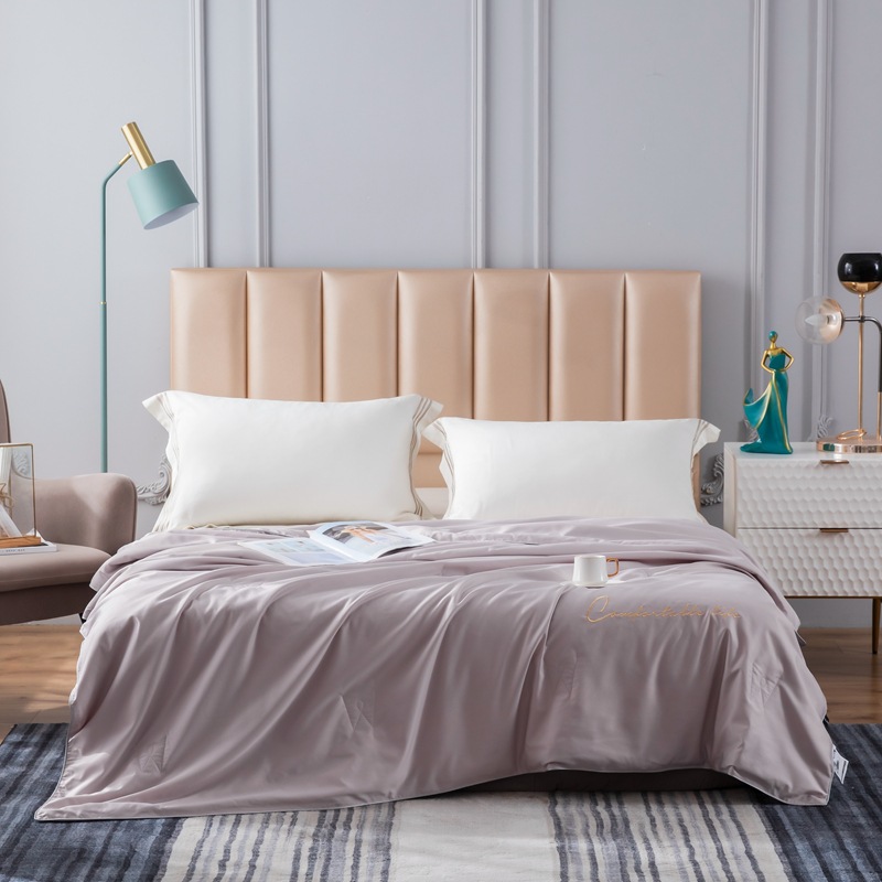 蚕丝夏凉被2021夏季欧式字母刺绣水洗空调被单双人夏被薄被子批发