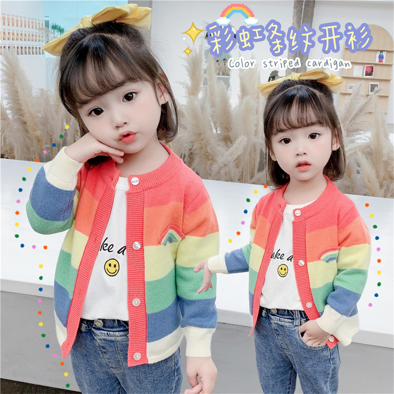 女童开衫毛衣秋装2020新款韩版潮儿童装宝宝春秋款洋气针织衫外套