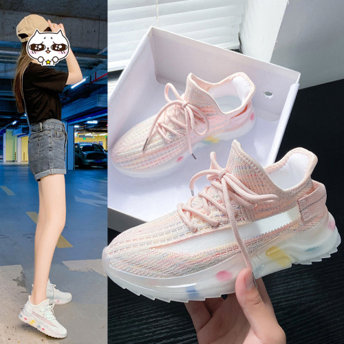 Ins Breathable Flying Woven Women‘s Shoes Summer New Korean Sports Shoes Women‘s Real Explosion Mesh Running Shoes YZ-9011