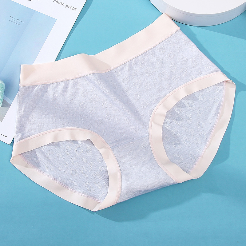 蝶芬婷中腰内裤女冰丝学生韩版少女士豹纹提花三角短裤头