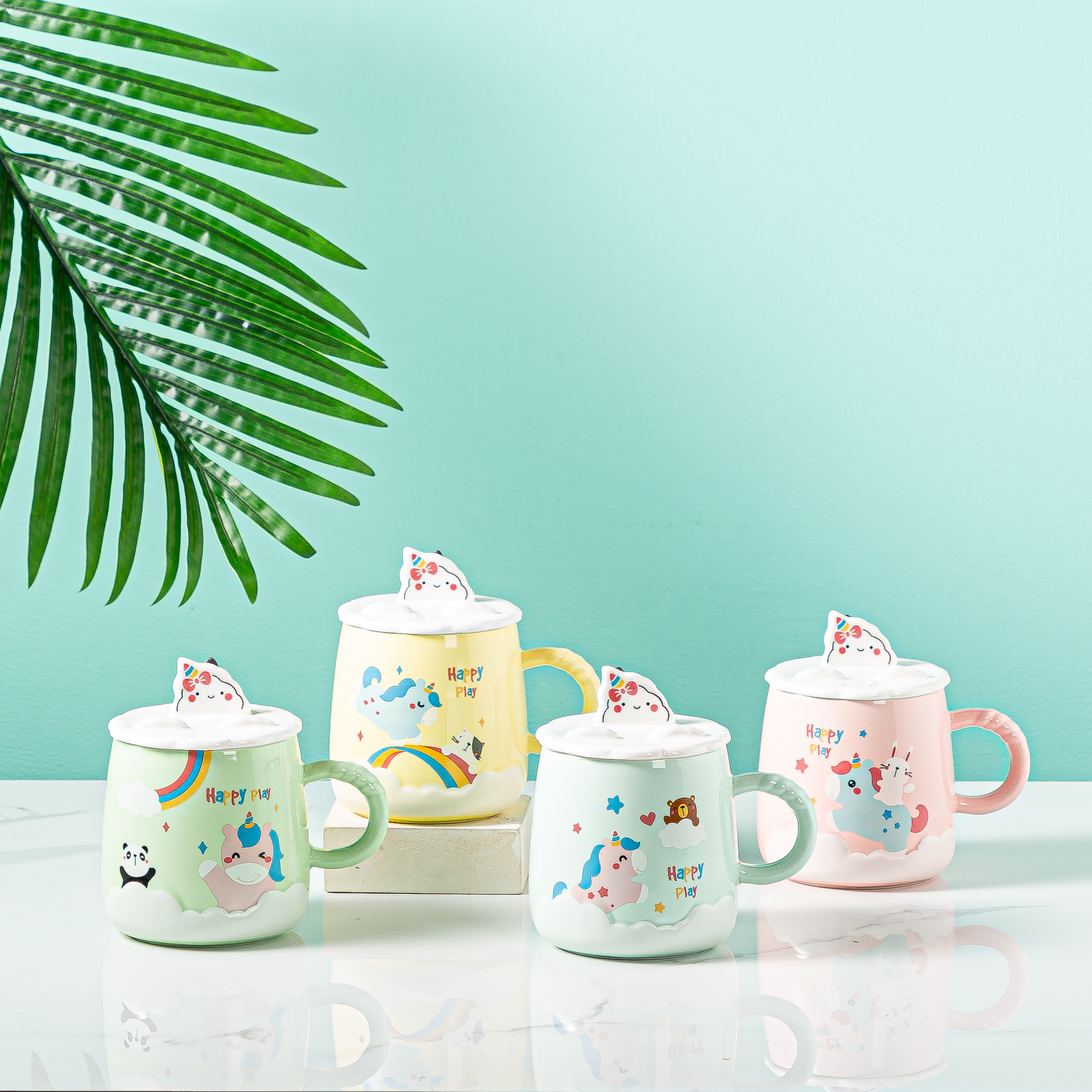 韩版创意可爱马克杯带盖勺少女学生陶瓷水杯闺蜜咖啡早餐杯家用