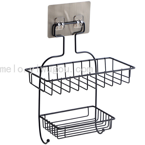 Iron Toilet Rack Wall-Mounted Toilet Supplies Bathroom Cosmetics Storage Rack Seasoning Bottle Double-Layer Rack