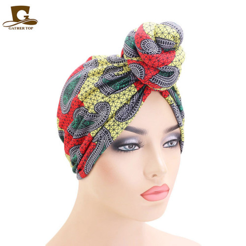 New Knotted Indian Cap Vortex Plate Flower Headscarf Cap Vintage Fashion Cap African Ball Cap TJM-442