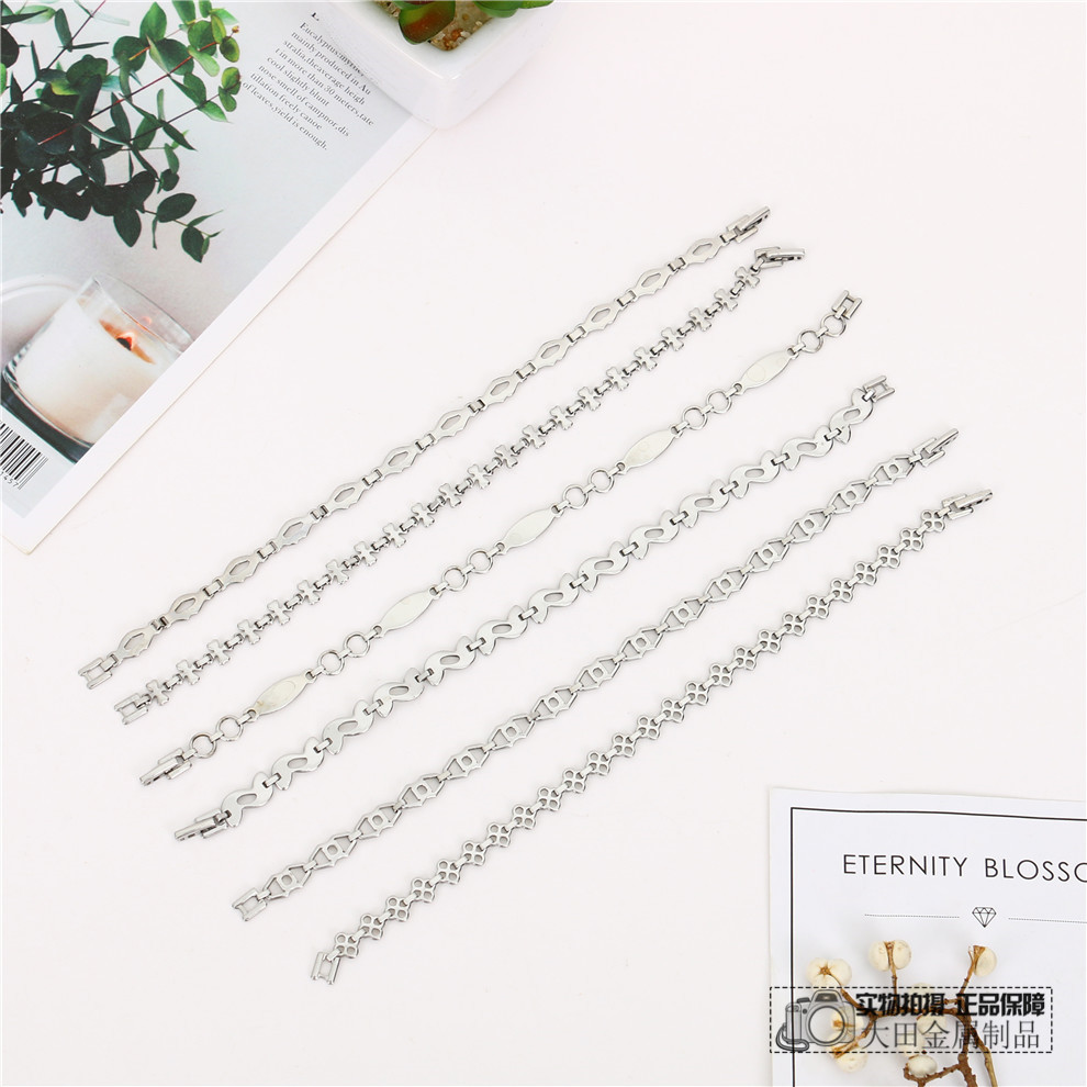 时尚男女个性潮牌钛钢手链 简约不锈钢情侣饰品手链配饰