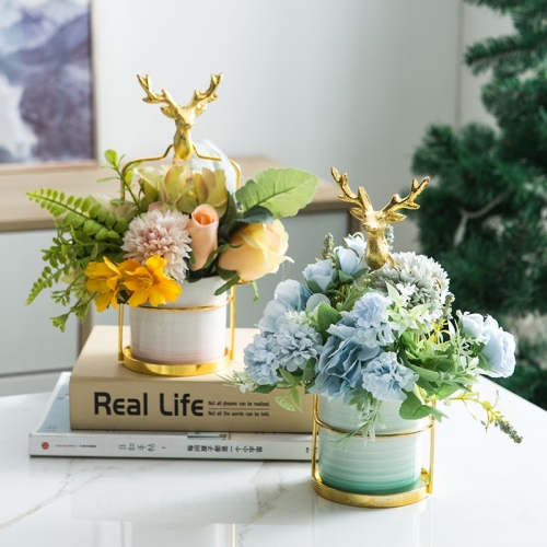 creative deer head ceramic flower pot succulent plant flowers dried flower pot bonsai decorations ornaments
