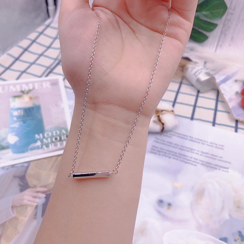 素银一字项链纯银轻奢小众设计感简约ins冷淡风925锁骨链夏季女