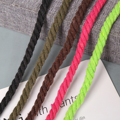 factory direct supply in stock color 5mm three-strand cotton rope woven tapestry rope clothing bag accessories wholesale