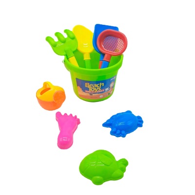 Beach Toys Boys and Girls Amusement Park Set Outdoor Seaside Toys 9-Piece Plastic Bucket Sand Shovel Rake