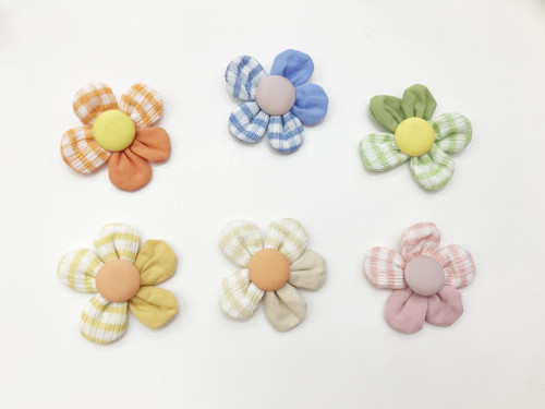6.5cm cartoon fabric flower five petal flower diy brooch bag accessories color matching cloth