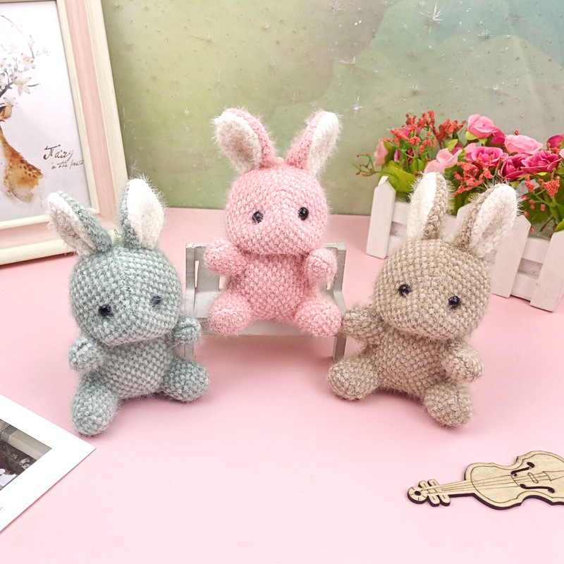 个性毛线兔子包包挂饰可爱创意书包挂件ins潮毛绒公仔背包装饰品