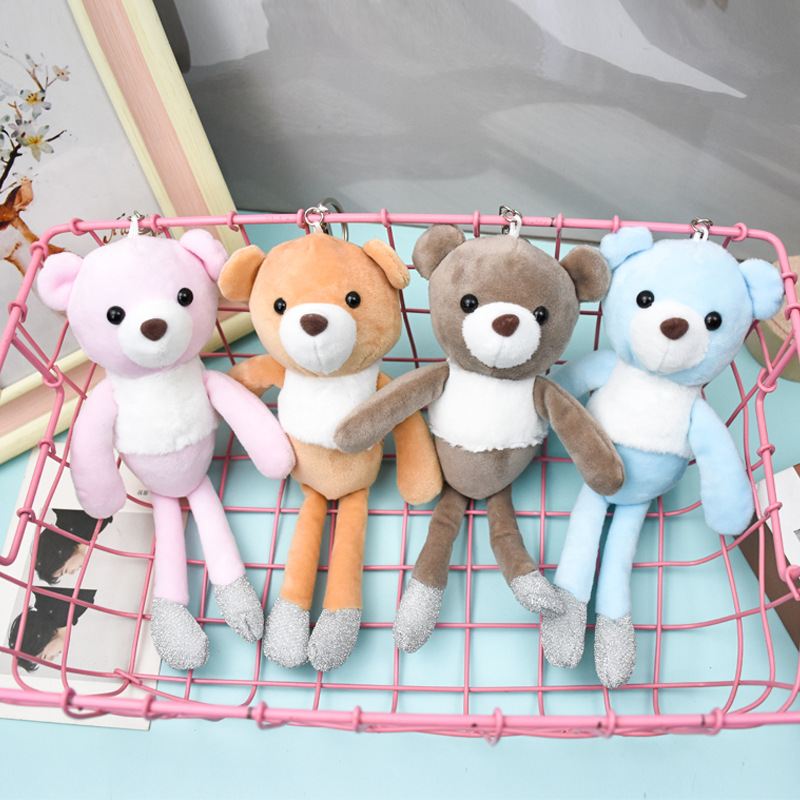 可爱卡通长腿熊毛绒挂件钥匙扣包包挂饰创意瑜伽熊公仔玩偶礼物