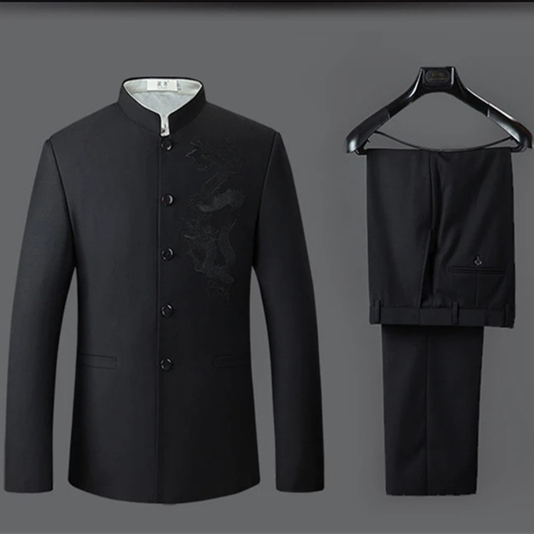 1新款男士西服套装男西装韩版中山装定制中国风婚庆礼服一件代发