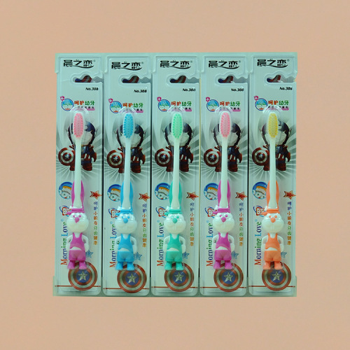 daily necessities yiwu department store toothbrush wholesale morning love 308（30 pcs/boxed） cartoon children‘s soft hair