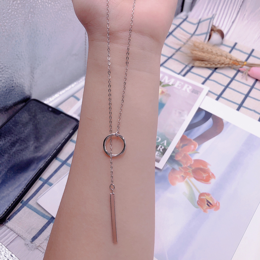 S925银简约长款个性欧美气质百搭潮流项链毛衣链女