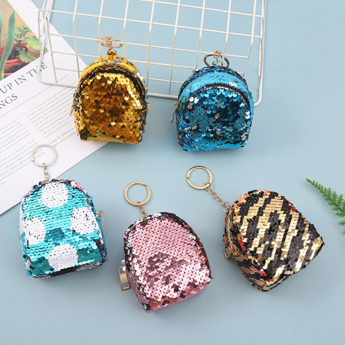 mini backpack keychain sequin pattern accessories diy keychain clothing decoration factory wholesale can cross-border