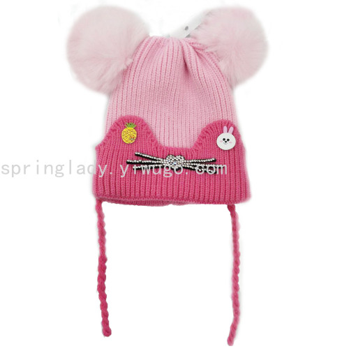 spring lady wool knitted autumn and winter hat cold-proof warm male and female baby cartoon hat cute hat children‘s hat