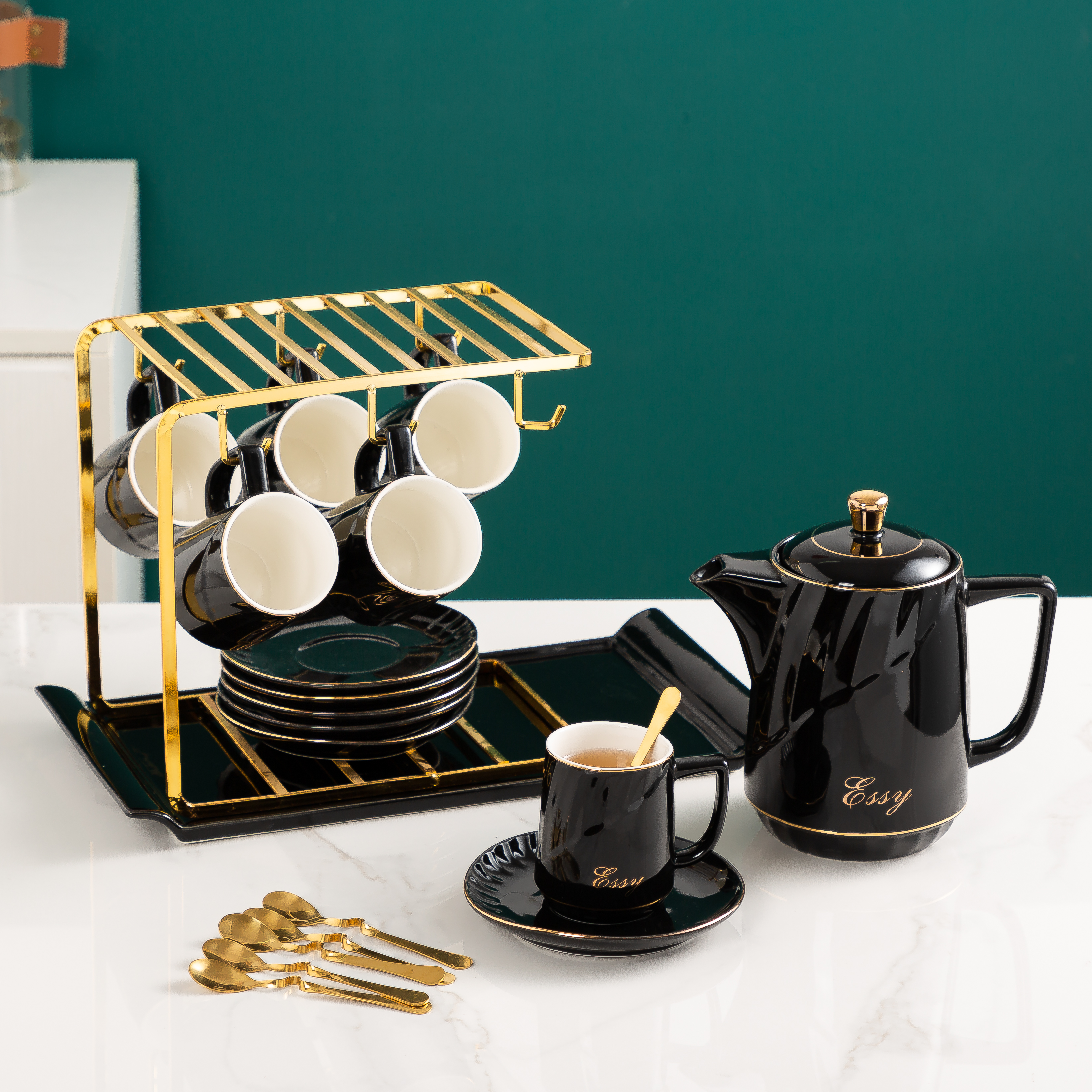 北欧泡茶具杯子套装茶杯家用轻奢水杯茶壶花陶瓷水具杯具客厅礼品