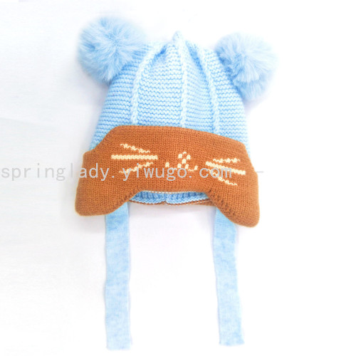 spring lady children‘s wool hat babies‘ autumn and winter male and female baby korean ear protection male and female hat children‘s hat