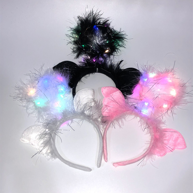 LED发光头饰天使翅膀发箍 网红仙女舞台节日头饰可爱彩色发箍批发