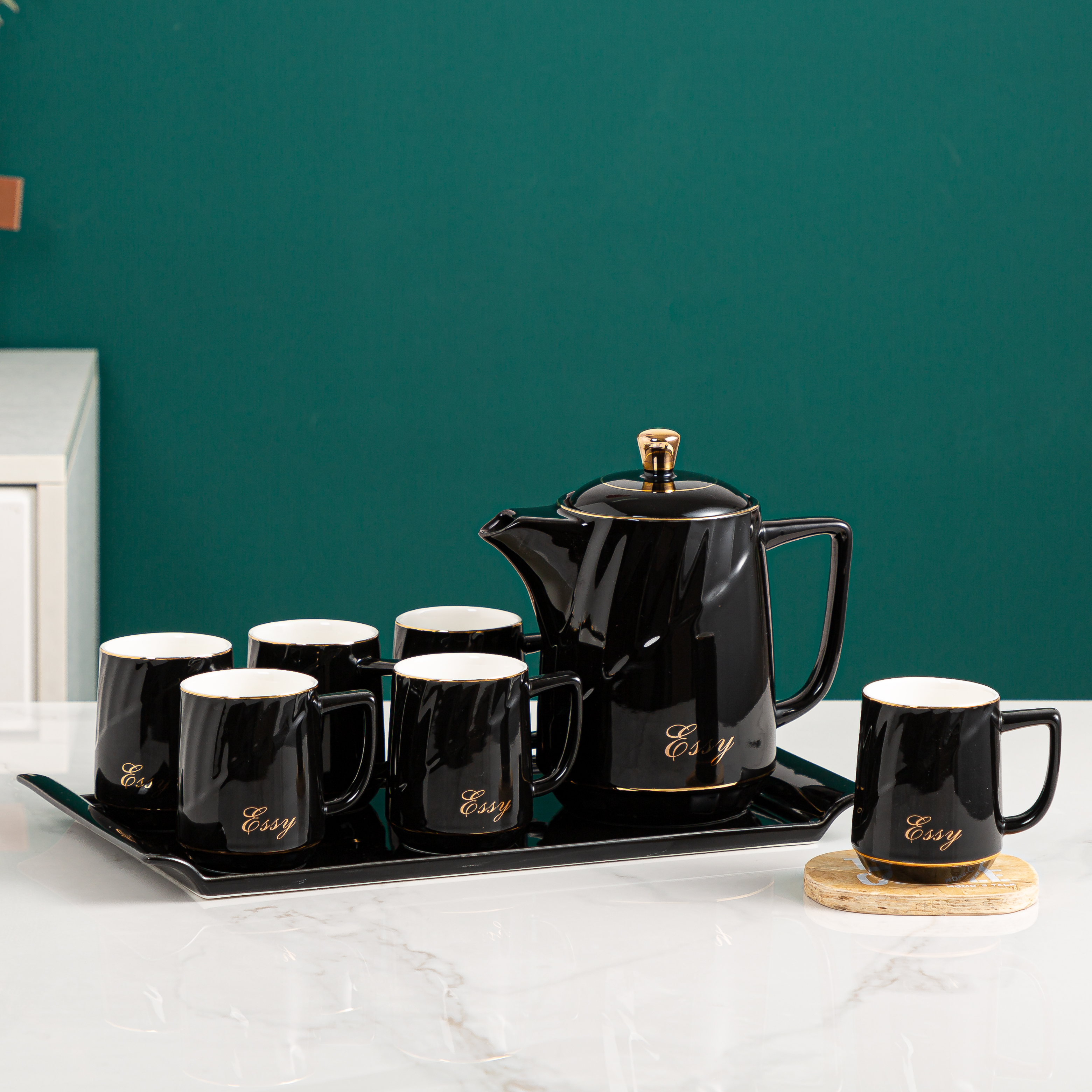 北欧水具套装家用陶瓷茶具茶杯茶壶欧式水杯水壶客厅整套杯子礼盒