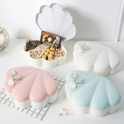 Shell Light Luxury Candy Box High-End Creative Frame Dried Fruit Tray Lazy Melon Seeds Plate Handphone-Friendly Dried Fruit Box