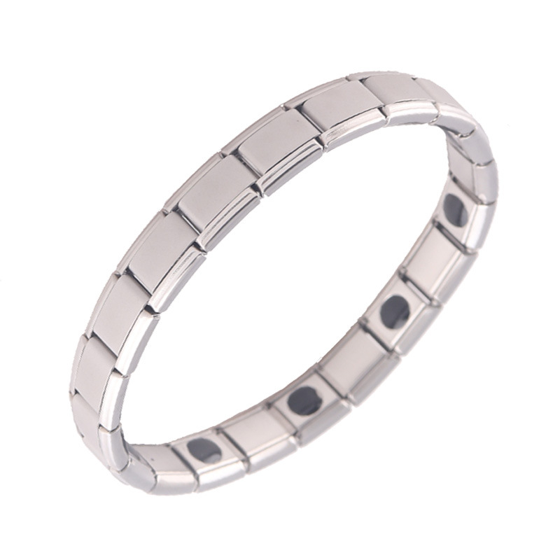 欧美热卖不锈钢锗银色手链 钛钢饰品 能量锗手链首饰