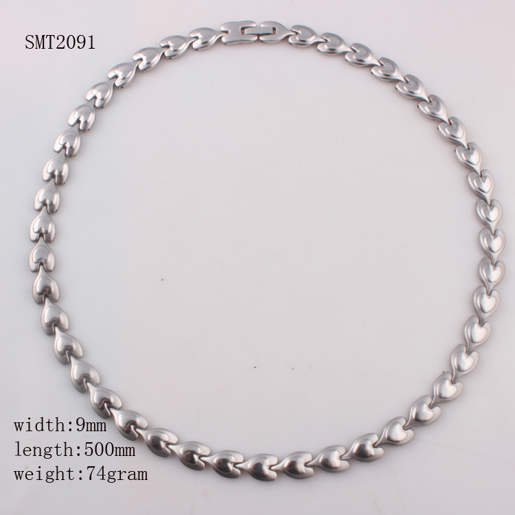 桃心不锈钢保健项链欧美时尚饰品批发热销霸气钛钢锗项链 SMT2091