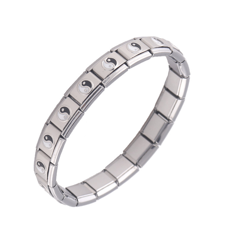 欧美弹力手镯厂家直销不锈钢阴阳八卦手链 时尚义乌小商品批发