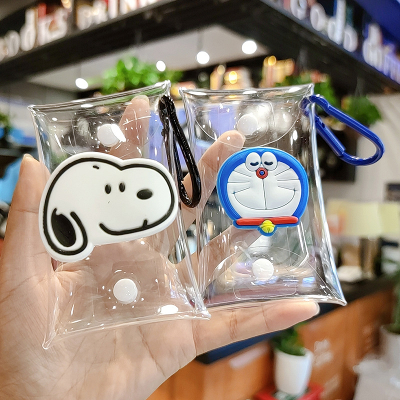 遛娃包PVC盲盒卡通公仔袋零钱透明钥匙包耳机小饰品口红收纳包扣