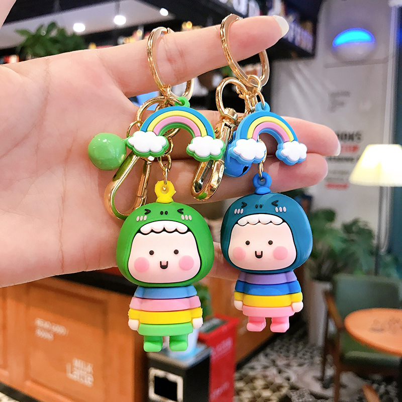 PVC彩虹娃娃卡通公仔钥匙扣