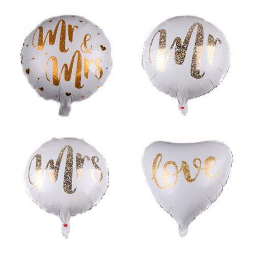 New 18-Inch round White Mrmrslove Aluminum Foil balloon Wholesale Birthday Party Decoration Balloon