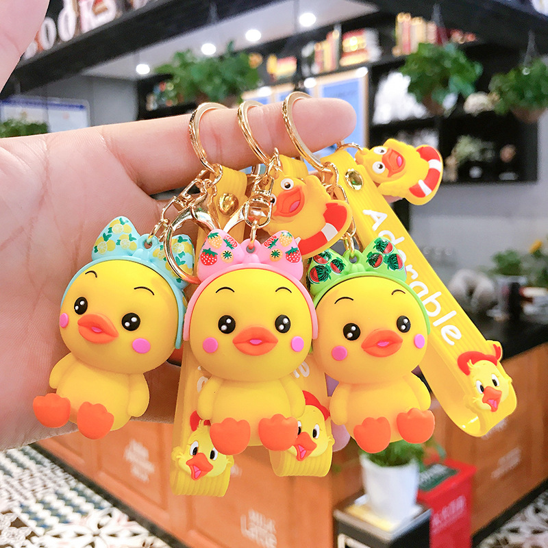 韩版发夹鸭卡通钥匙挂件网红男女包包挂饰创意小礼品活动赠品定制
