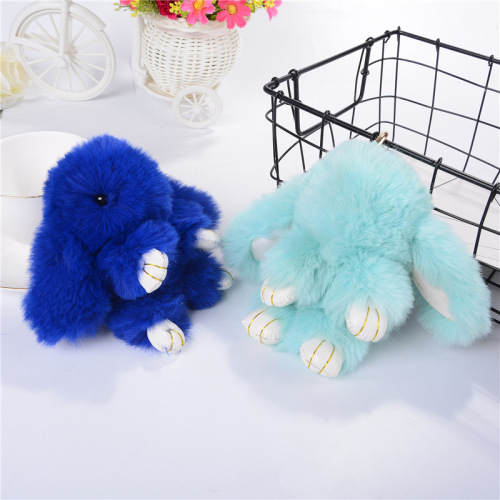 blue small rabbit hair ball keychain pendant imitation rabbit fur bag cute soft pendant factory direct sales can be customized